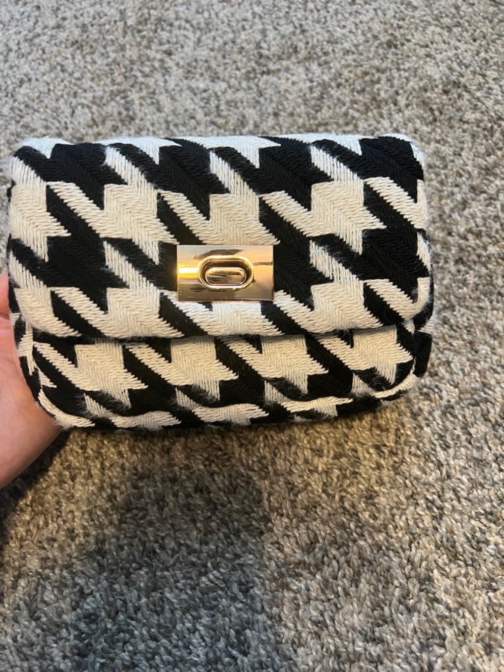 Black and White Houndstooth Women's Crossbody Handbag